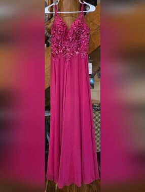 NWT!Fuchsia Beaded Embellished Gown